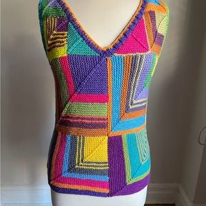 Multicolor vest hand knitted